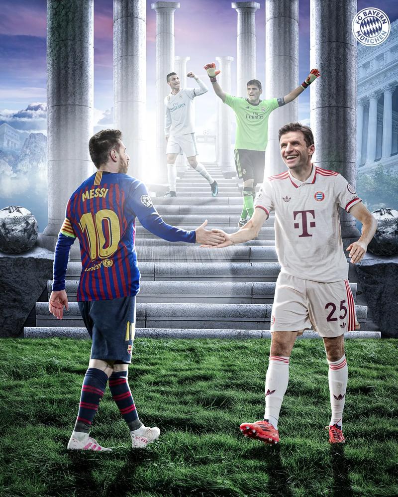 欧冠1/4决赛出场次数排行榜:穆勒25次第1,梅西23次,C罗22次